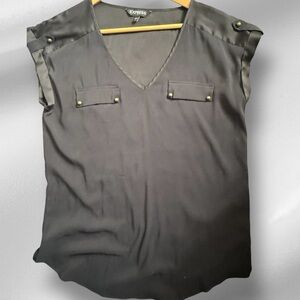 Express Women's Black V-Neck Top
